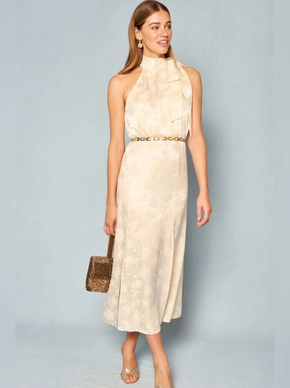 RIXO Bridal Silk Midi Dress NEW